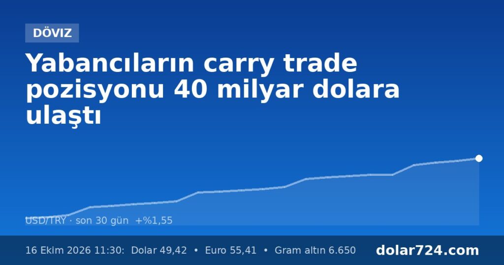 Yabancıların carry trade pozisyonu 40 milyar dolara ulaştı